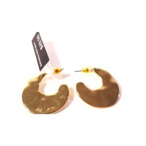 NWT Banana Republic AUREUS + ARGENT Women's Gold hammered Hoop Earrings NWT 58